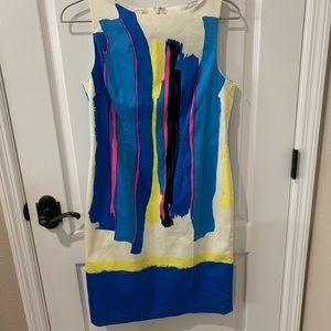 Sleeveless Abstract Artsy Print Sheath Dress by Chetta B
